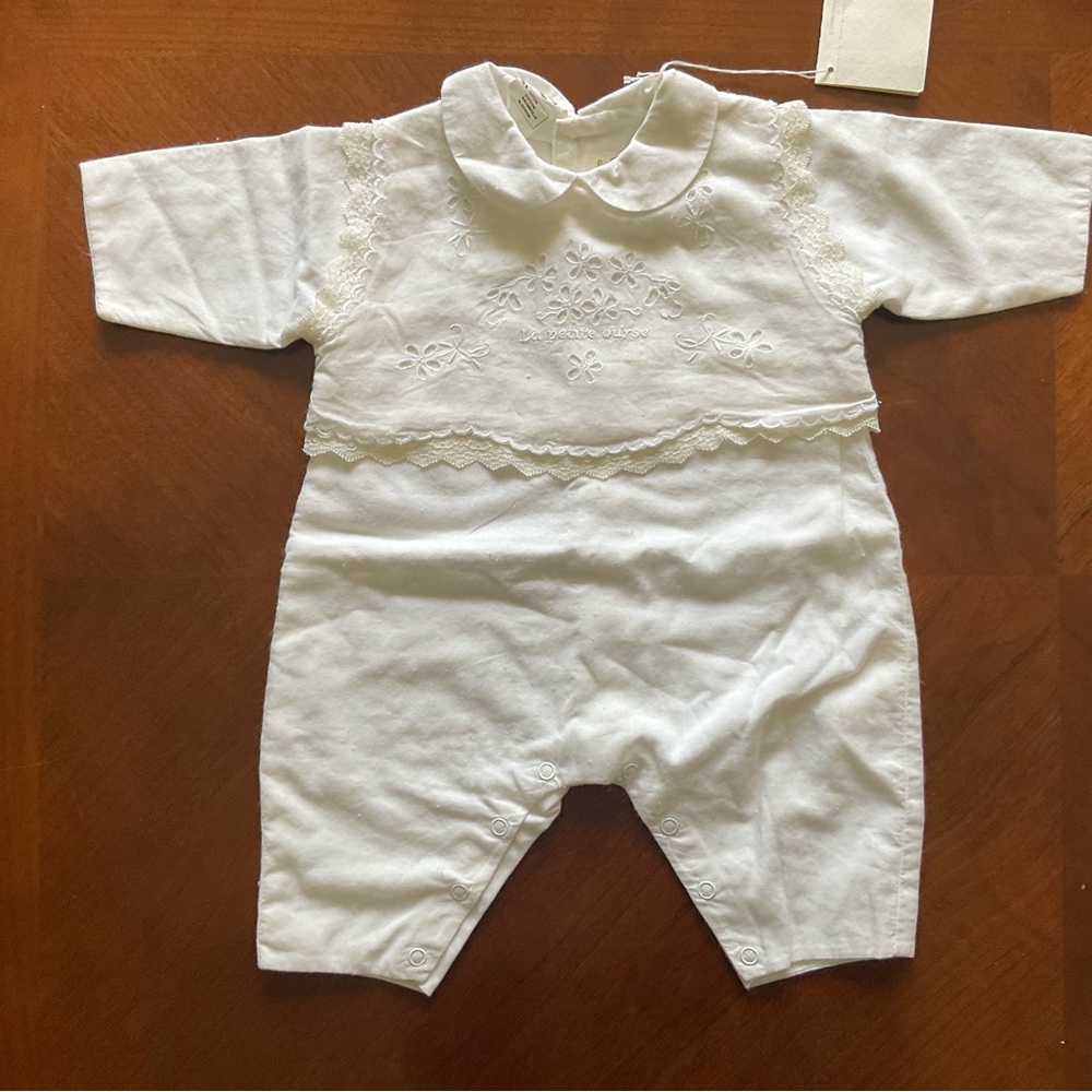 White Lace Trim Baby One Piece